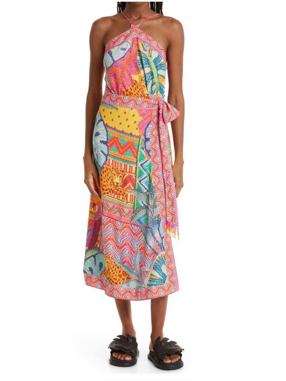 Farm rio wrap halter tapestry dress medium